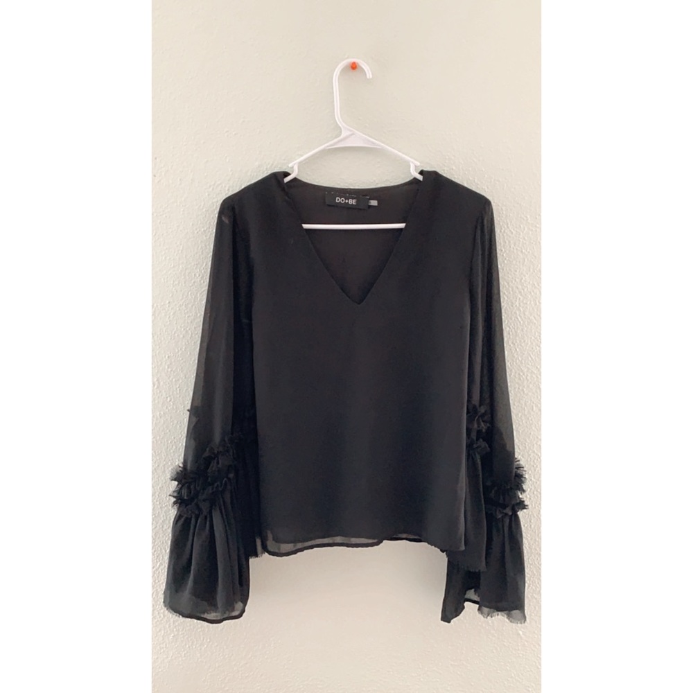 Black Sheer Sleeve Fashion Top SOLD